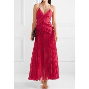 Self-Portrait Red Polka-Dot Midi Slip Dress